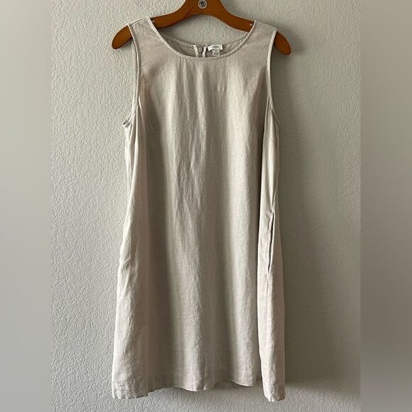 J Crew Factory NWT Linen Blend Shift Mini Dress Size  10 in Silver Sand - Picture 6 of 13
